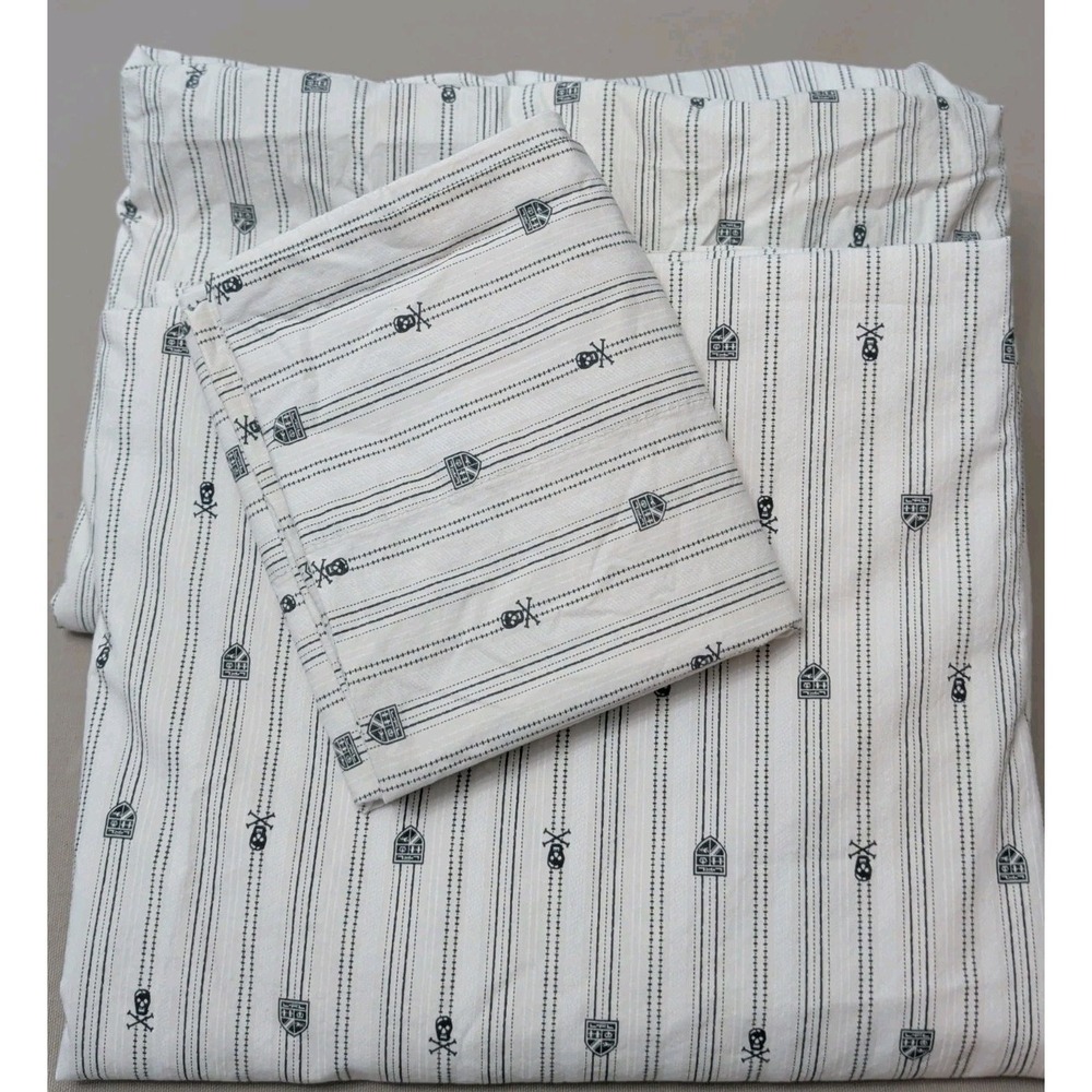 Lauren Ralph Lauren Skull Crossbones Twin Sheet Set Landon Uni Halloween Pirates
